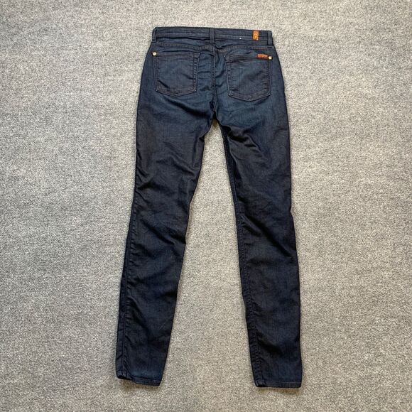 7 For All Mankind Jeans Womens 28 Blue Denim High Waist Skinny Ankle Whiskered - Picture 8 of 11